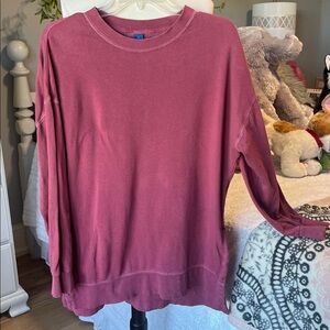 Vintage Red Comfy Cotton Oversized Lightweight Sweatshirt Mens Womens